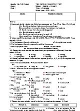 Đề kiểm tra học kỳ II môn Tiếng Anh Lớp 8 - Mã đề 246 - Năm học 2018-2019 - Trường THCS Nguyễn Văn Trỗi
